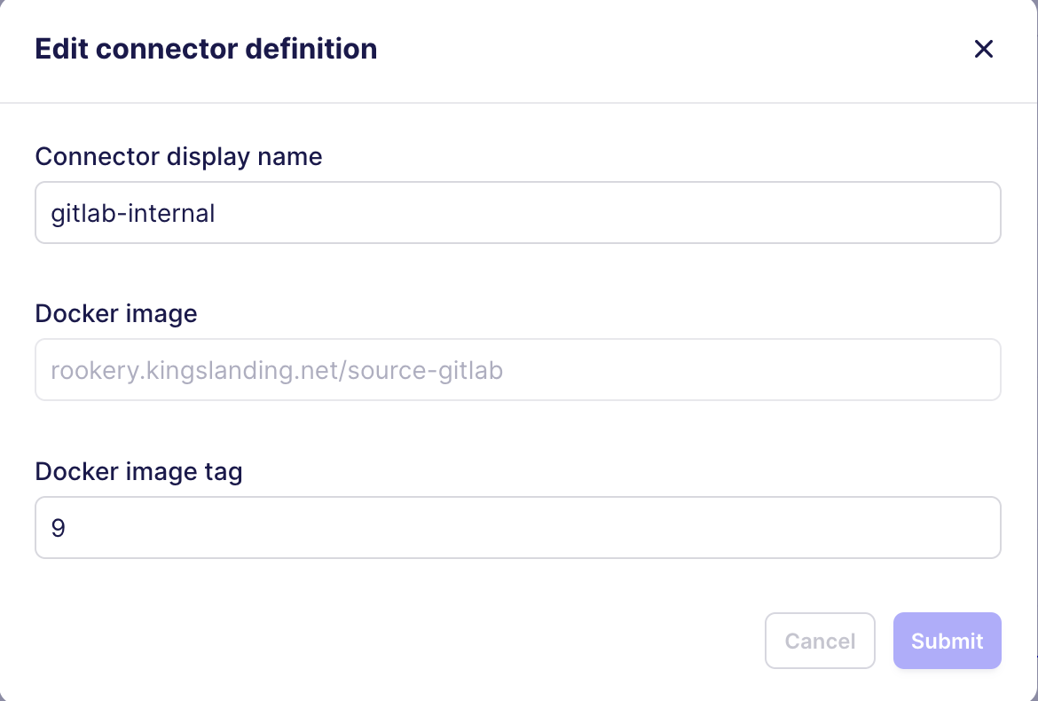 Edit connector definition